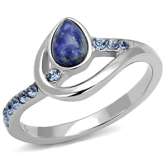 Women High Polished Stainless Steel Ring with Semi-Precious in Montana - Size 8