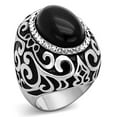 thumbnail image 1 of Women High Polished Stainless Steel Ring with Synthetic in Jet - Size 7, 1 of 1