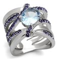 thumbnail image 1 of Women High Polished Stainless Steel Ring with Synthetic in Light Sapphire - Size 7, 1 of 1