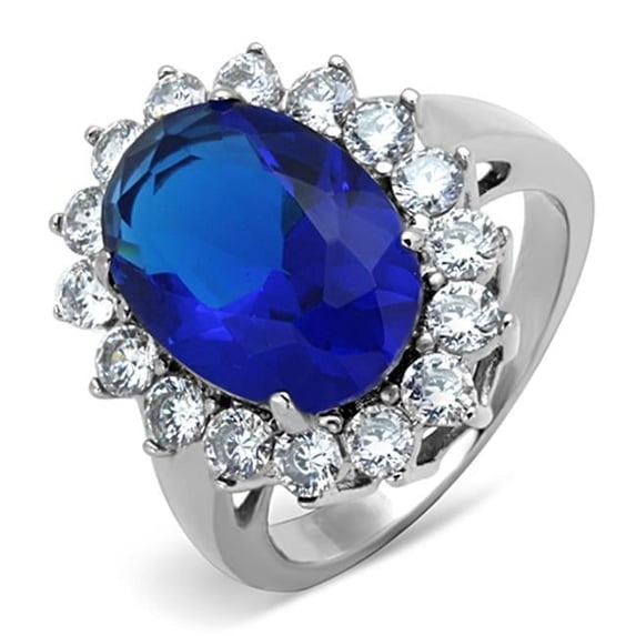 Women High Polished Stainless Steel Ring with Synthetic in Montana - Size 9