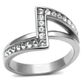 thumbnail image 1 of Women High Polished Stainless Steel Ring with Top Grade Crystal in Clear - Size 10, 1 of 1