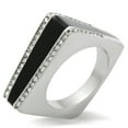 thumbnail image 1 of Women High Polished Stainless Steel Ring with Top Grade Crystal in Clear - Size 5, 1 of 1