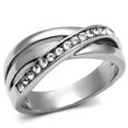 thumbnail image 1 of Women High Polished Stainless Steel Ring with Top Grade Crystal in Clear - Size 5, 1 of 1