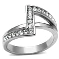 thumbnail image 1 of Women High Polished Stainless Steel Ring with Top Grade Crystal in Clear - Size 8, 1 of 1