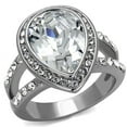 thumbnail image 1 of Women High Polished Stainless Steel Ring with Top Grade Crystal in Clear - Size 8, 1 of 1
