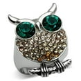 thumbnail image 1 of Women High Polished Stainless Steel Ring with Top Grade Crystal in Emerald - Size 7, 1 of 1