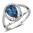 thumbnail image 1 of Women High Polished Stainless Steel Ring with Top Grade Crystal in Montana - Size 7, 1 of 1