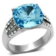 thumbnail image 1 of Women High Polished Stainless Steel Ring with Top Grade Crystal in Sea Blue - Size 10, 1 of 1