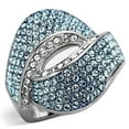 thumbnail image 1 of Women High Polished Stainless Steel Ring with Top Grade Crystal in Sea Blue - Size 10, 1 of 1