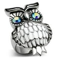 thumbnail image 1 of Women High Polished Stainless Steel Ring with Top Grade Crystal in Sea Blue - Size 5, 1 of 1