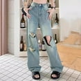 thumbnail image 1 of Women High Rise Baggy Ripped Jeans Straight Leg Baggy Jeans Loose Fit Distressed Denim Pants, 1 of 6