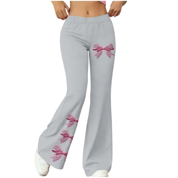 Women High Rise Flare Sweatpants Wide Leg Baggy Fitness Pants with Pockets Stretch Flattering Casual Loungewear