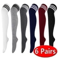 thumbnail image 1 of Women High Thigh Socks Over the Knee Long Stocking Knee Warmer Long Socks for Daily Wear Cosplay, 6 Pairs, 1 of 7