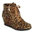 thumbnail image 1 of Women High Top Wedge Heel Sneakers Platform Lace Up Shoes Ankle Bootie, 1 of 6