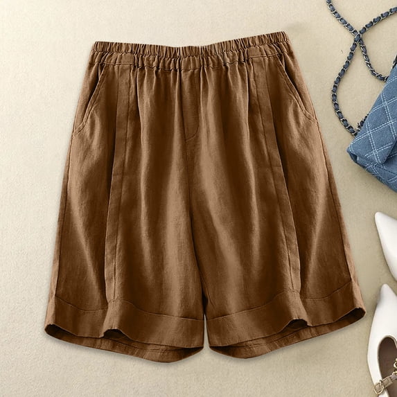Women High Waist A-Line Shorts Loose Casual Summer Elastic Wide Leg BeachCoffeeXXXXL