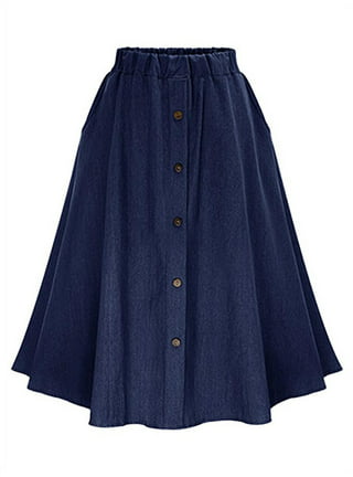 EQWLJWE Long Denim Skirts for Women Maxi Paperbag High Waist Frayed Raw Hem  A line Flare Jean Skirt with Pockets