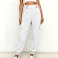 thumbnail image 1 of Women High Waist Cargo Jogger Pants Multi Pockets Pleated Loose Casual Cuffed Trousers for Outdoor Work White Wide Leg Scrub Pants for Women XL, 1 of 8