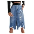 thumbnail image 1 of Women High Waist Casual A-Line Denim Short Jean Skirt Vacation Holiday Female Dailywear, 1 of 7