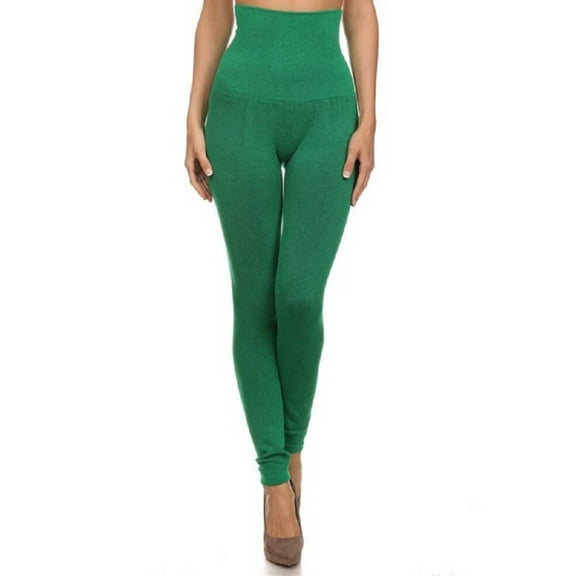 Women High Waist Compression Leggings Strechy Tommy Contorl Leggings - Jade Green