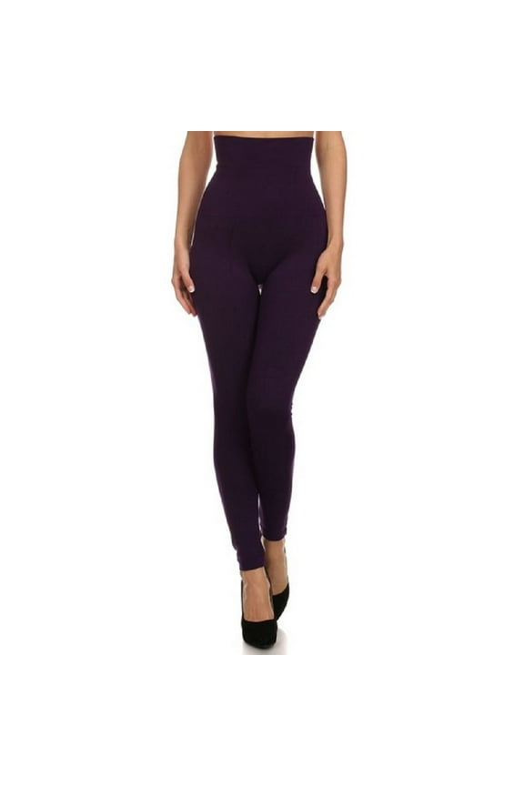 Women High Waist Compression Leggings Strechy Tommy Contorl Sports Running Pants, Purple