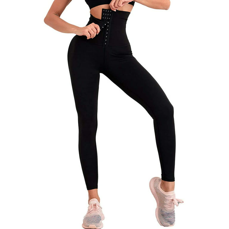 Women High Waist Corset Leggings Tummy Control Waist Trainer Cincher Pants  Body Shaping Tights