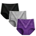 thumbnail image 1 of Women High Waist Cotton Underwear Full Coverage Briefs Breathable Panties for Ladies 3 Pack, 1 of 4