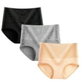 thumbnail image 1 of Women High Waist Cotton Underwear Full Coverage Briefs Breathable Panties for Ladies 3 Pack, 1 of 3
