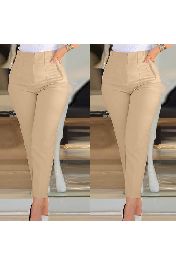 Women High Waist Cropped Work Pants Solid Zipper Trouser Pant Casual Baggy Elastic Waist Trouser Wide Leg Pant With Pocket Fashion Pant Womens Cropped Pants Casual Harem Pants Business Casual Clothes