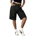 thumbnail image 1 of Women High Waist Denim Bermuda Shorts Loose Wide Leg Knee‑Length Jean Shorts, 1 of 5