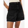 thumbnail image 1 of Women High Waist Denim Shorts, Casual Wide Leg Cargo Jean Shorts with Patch Pockets, 1 of 6