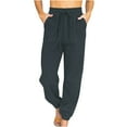 thumbnail image 1 of Women High Waist Drawstring Cinch Bottom Pants Casual Loose Fit Solid Color Sweatpants Joggers Trousers with Pockets, 1 of 7