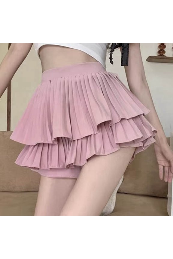 Women High Waist Fashion Design Cake Pleated Tutu Skirt