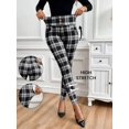thumbnail image 1 of Women High Waist Fitted Pants, Button Decor High Stretch Trousers with Pockets for Office Back-To-School, 1 of 6