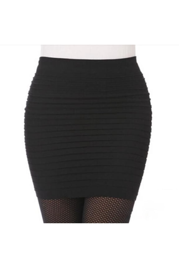 Women High Waist Knit Skirt Ribbed Pleated Skirt High Elastic Hip Skirt Beach Skirts Candy Color Skirt