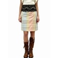 thumbnail image 1 of Women High Waist Lace Trim Waistband A-Line Midi Skirt Flower Color L, 1 of 10