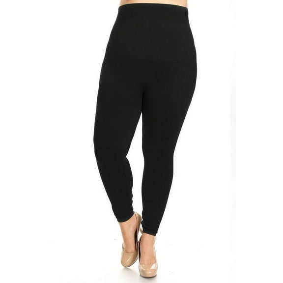 Women High Waist Leggings Cotton Compression Strechy Yoga Leggings Tommy Control Plus Size - (Black)
