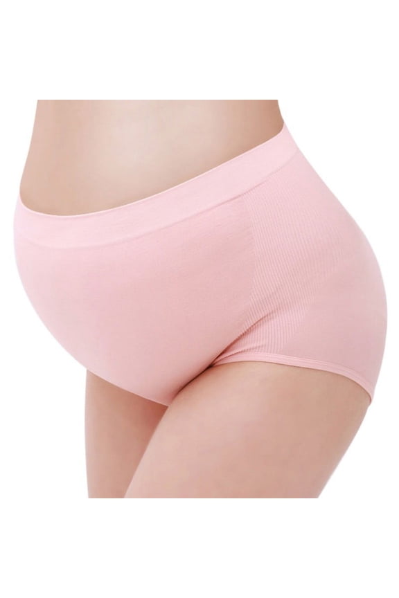 Women High Waist Maternity Underwear Over The Bump Pregnancy Panties,C Section Recovery Postpartum Soft Stretchy Full Coverage Underwear,Seamless Soft Maternity Brief Panties Stretchy Breathable,Pink