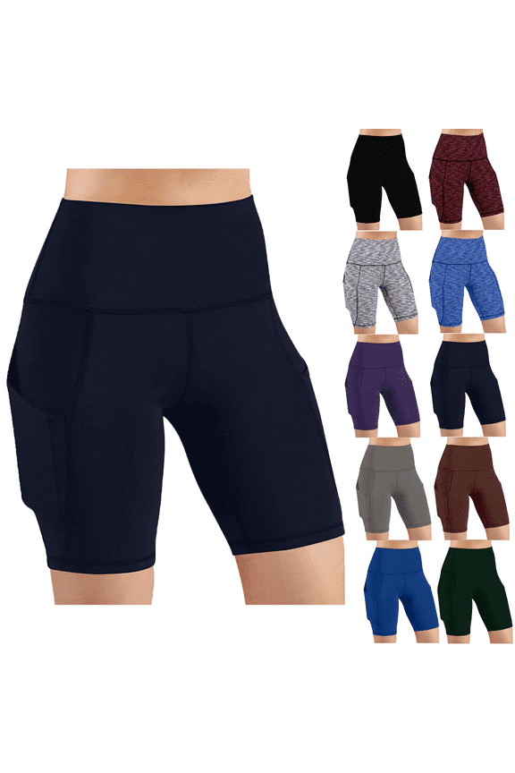 Lenago Women High Waist Out Pocket Yoga Short Running Athletic Yoga Shorts Pants Tummy Control Workout Gym Athletic Running Yoga Shorts Gift for Women