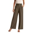 thumbnail image 1 of Women High Waist Palazzo Pants Fall 2025 Wide Leg Dressy Pants with Pockets Casual Business Work Office Trousers Slacks Z002-Brown XL, 1 of 6