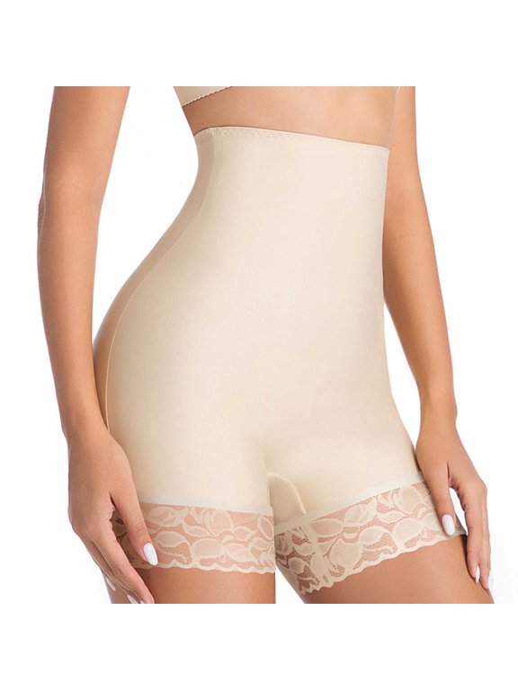 Women High Waist Panties Lace Hem Shaping Shorts Tummy Control Anti Chafing Shapewear for Daily Use