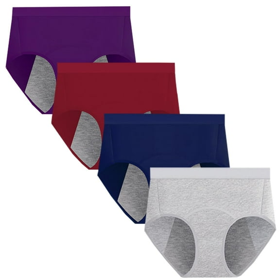 Women High Waist Period Panties 4 Pack Underwear Menstrual Breathable Leakproof Pants