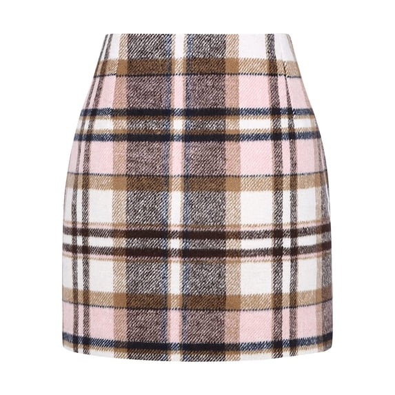 Women High Waist Plaid Skirt Bodycon Pencil Wool Mini Skirts Club Basic Leisure Dailywear