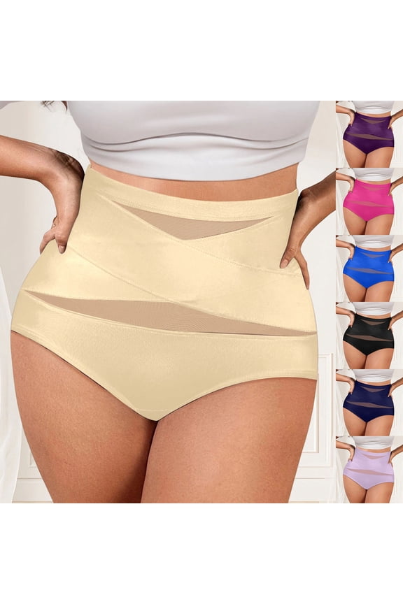 Women High Waist Seamless Shaping Panties Tummy Tucking Lifting Plus Size Figure Shaping Underwear Comfortable Daily Wear All Day Smooth Body Contouring