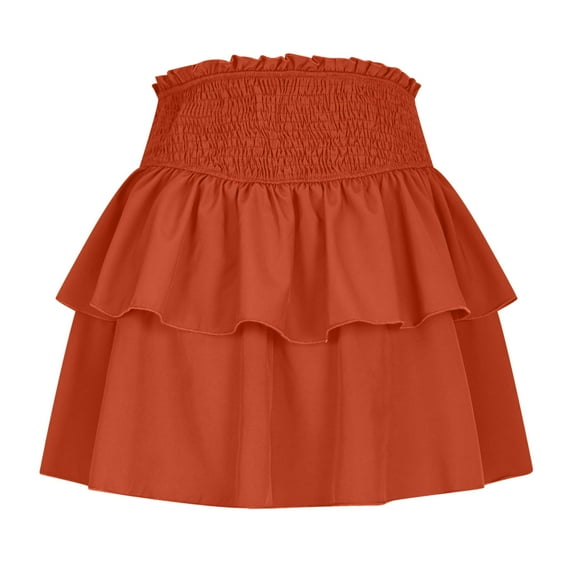 Women High Waist Skirts Ruffle Double Layered Skirts Trendy Pleated Dress Ruched Fairy Skirt