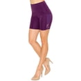 thumbnail image 1 of Women High Waist Solid Yoga Shorts Side Mesh for Side Pocket, 1 of 3