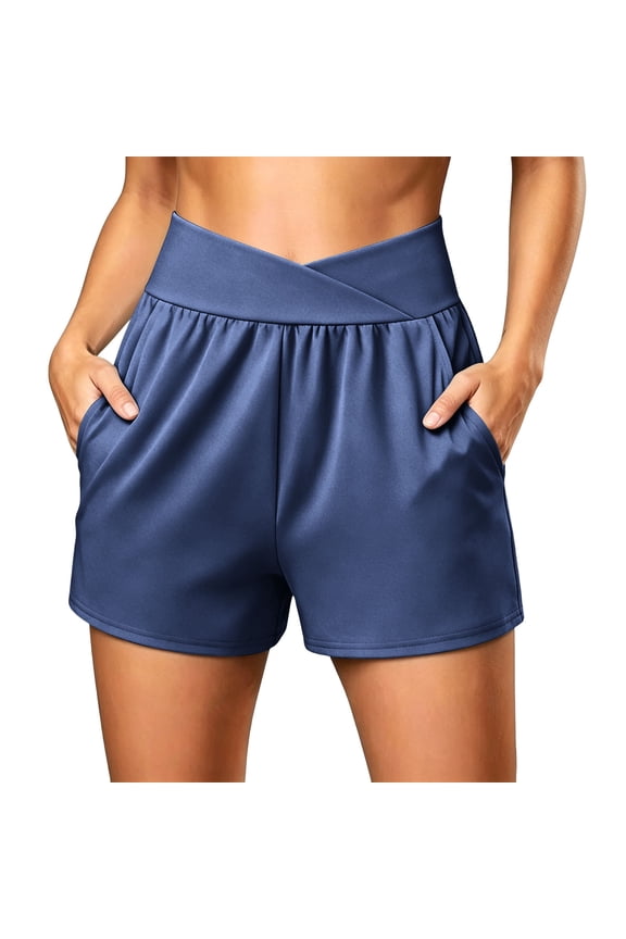 Women High Waist Sports Shorts Running Workout Training Shorts Summer Exercise Comfy Bottoms with Pockets XXL