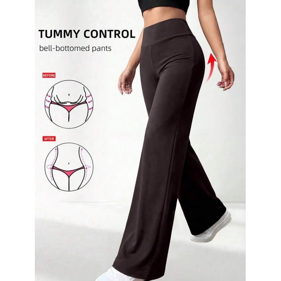 Women High Waist Straight Leg Pants Tummy Control Stretch Casual Work Trousers