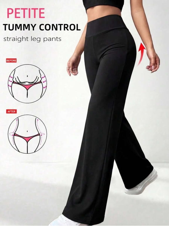 Women High Waist Straight Leg Pants Tummy Control Stretch Casual Work Weekend Trousers