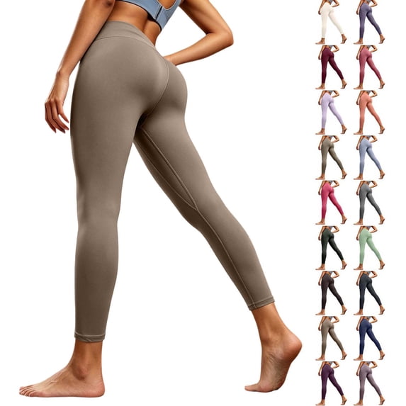 Women High Waist Stretchy Cropped Yoga Leggings Soft Buttery Solid Color No Seam Tummy Control Workout Capri Pants for Fall Sports Daily Loungewear