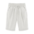 thumbnail image 1 of Women High Waist Summer Beach Hot Shorts Casual Elastic Waist Pockets Plain Bottom Ladies Curling Bermuda Short Pants, 1 of 5